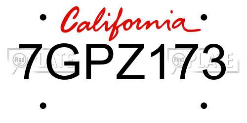 7GPZ173 California License Plate