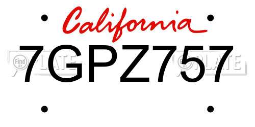 7GPZ757 California License Plate