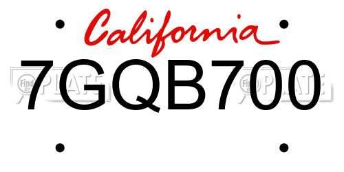 7GQB700 California License Plate