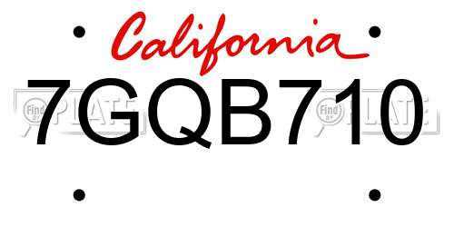 7GQB710 California License Plate