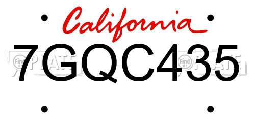 7GQC435 California License Plate