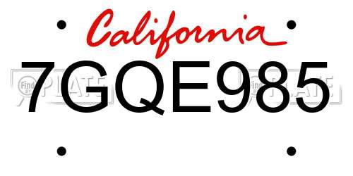 7GQE985 California License Plate