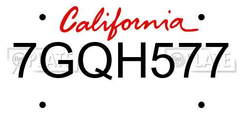 7GQH577 California License Plate