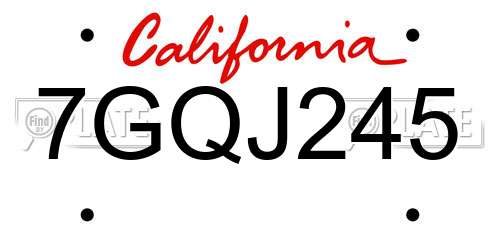 7GQJ245 California License Plate
