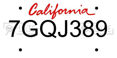 7GQJ389 California License Plate