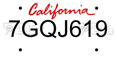 7GQJ619 California License Plate