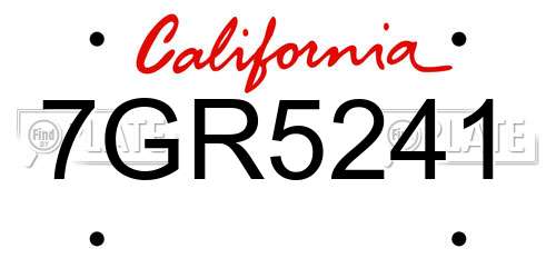 7GR5241 California License Plate