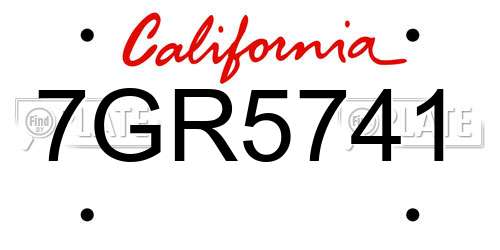 7GR5741 California License Plate