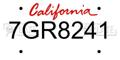 7GR8241 California License Plate
