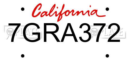 7GRA372 California License Plate