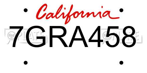 7GRA458 California License Plate