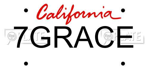 7GRACE California License Plate