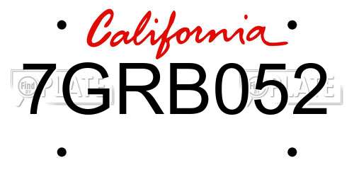 7GRB052 California License Plate