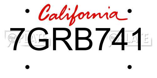 7GRB741 California License Plate