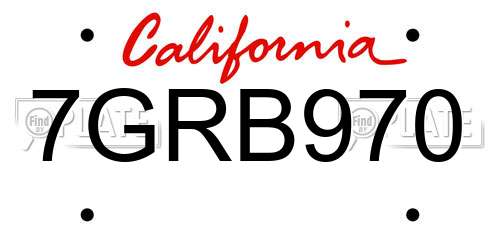 7GRB970 California License Plate