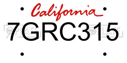 7GRC315 California License Plate