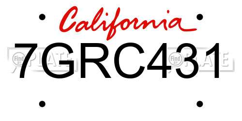 7GRC431 California License Plate