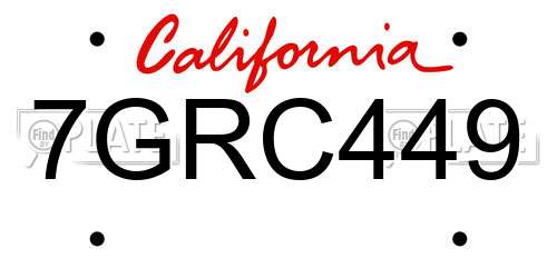 7GRC449 California License Plate