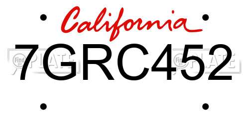 7GRC452 California License Plate