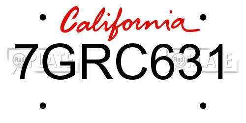 7GRC631 California License Plate