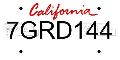 7GRD144 California License Plate