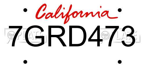 7GRD473 California License Plate