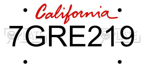 7GRE219 California License Plate