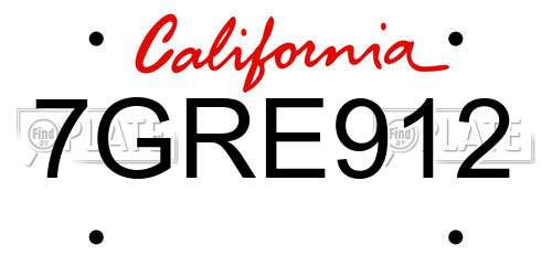 7GRE912 California License Plate