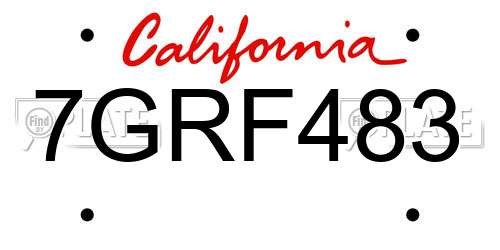 7GRF483 California License Plate