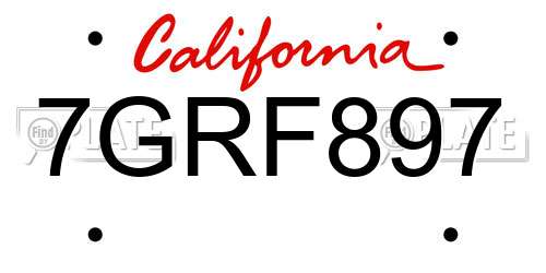 7GRF897 California License Plate