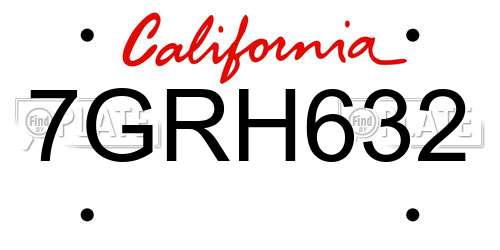 7GRH632 California License Plate