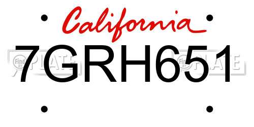 7GRH651 California License Plate