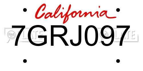 7GRJ097 California License Plate
