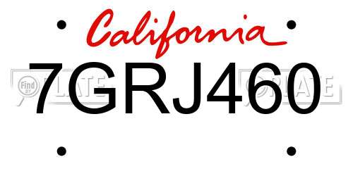 7GRJ460 California License Plate