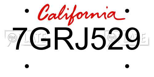 7GRJ529 California License Plate