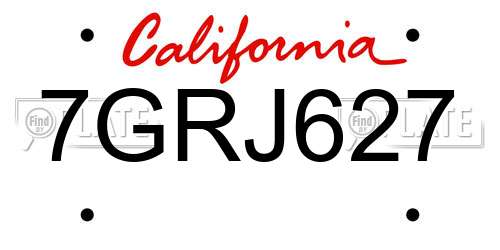 7GRJ627 California License Plate
