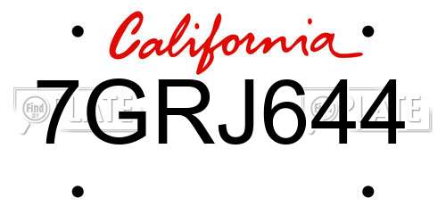 7GRJ644 California License Plate