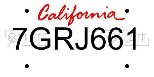 7GRJ661 California License Plate