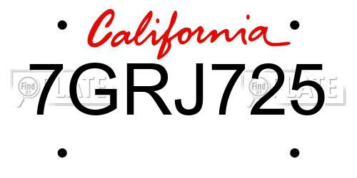 7GRJ725 California License Plate