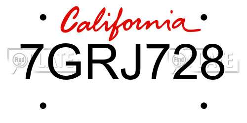7GRJ728 California License Plate