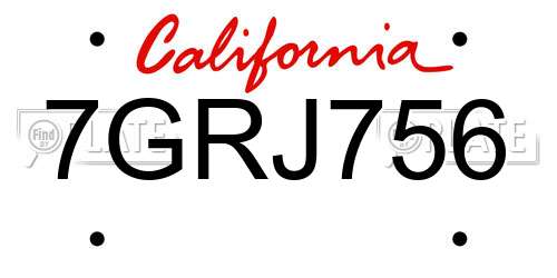 7GRJ756 California License Plate