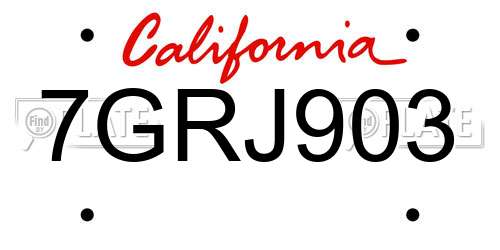 7GRJ903 California License Plate