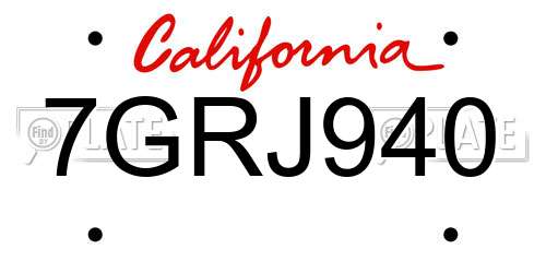 7GRJ940 California License Plate