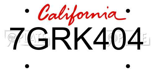 7GRK404 California License Plate