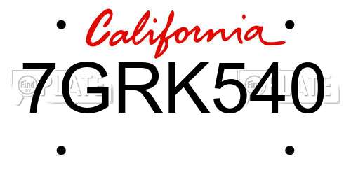 7GRK540 California License Plate