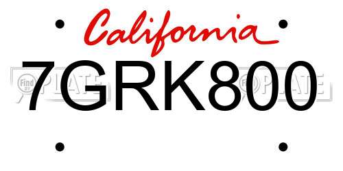 7GRK800 California License Plate