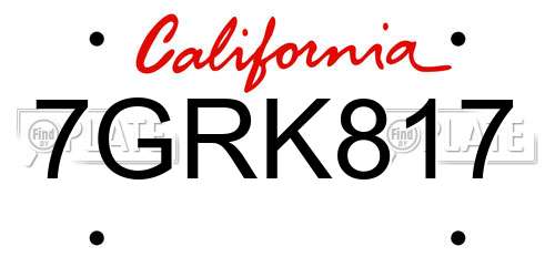 7GRK817 California License Plate