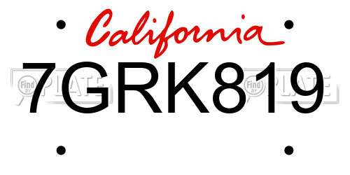7GRK819 California License Plate