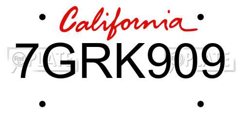 7GRK909 California License Plate