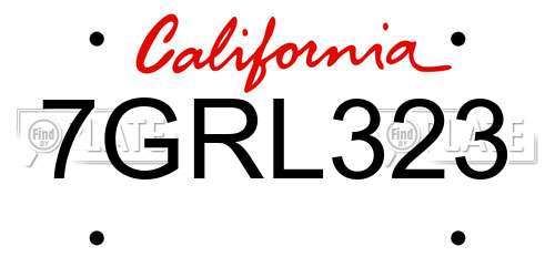 7GRL323 California License Plate